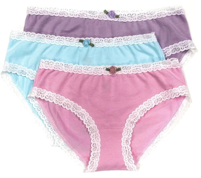 Esme Girls 3 Pack Solid Pastels Panties