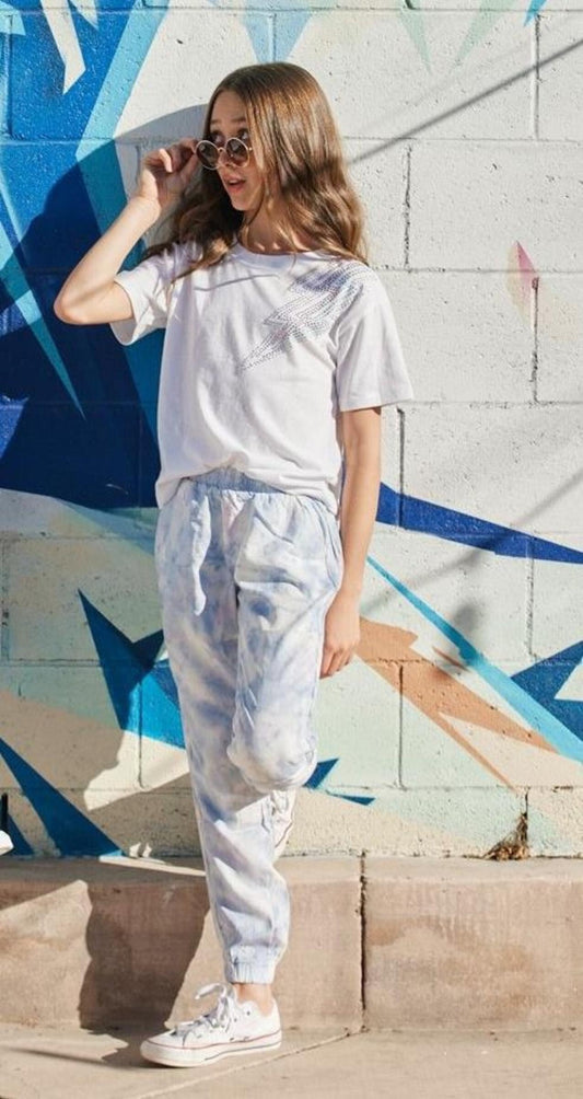 Vintage Havana Nieten Blitz Bolt Crop T-Shirt