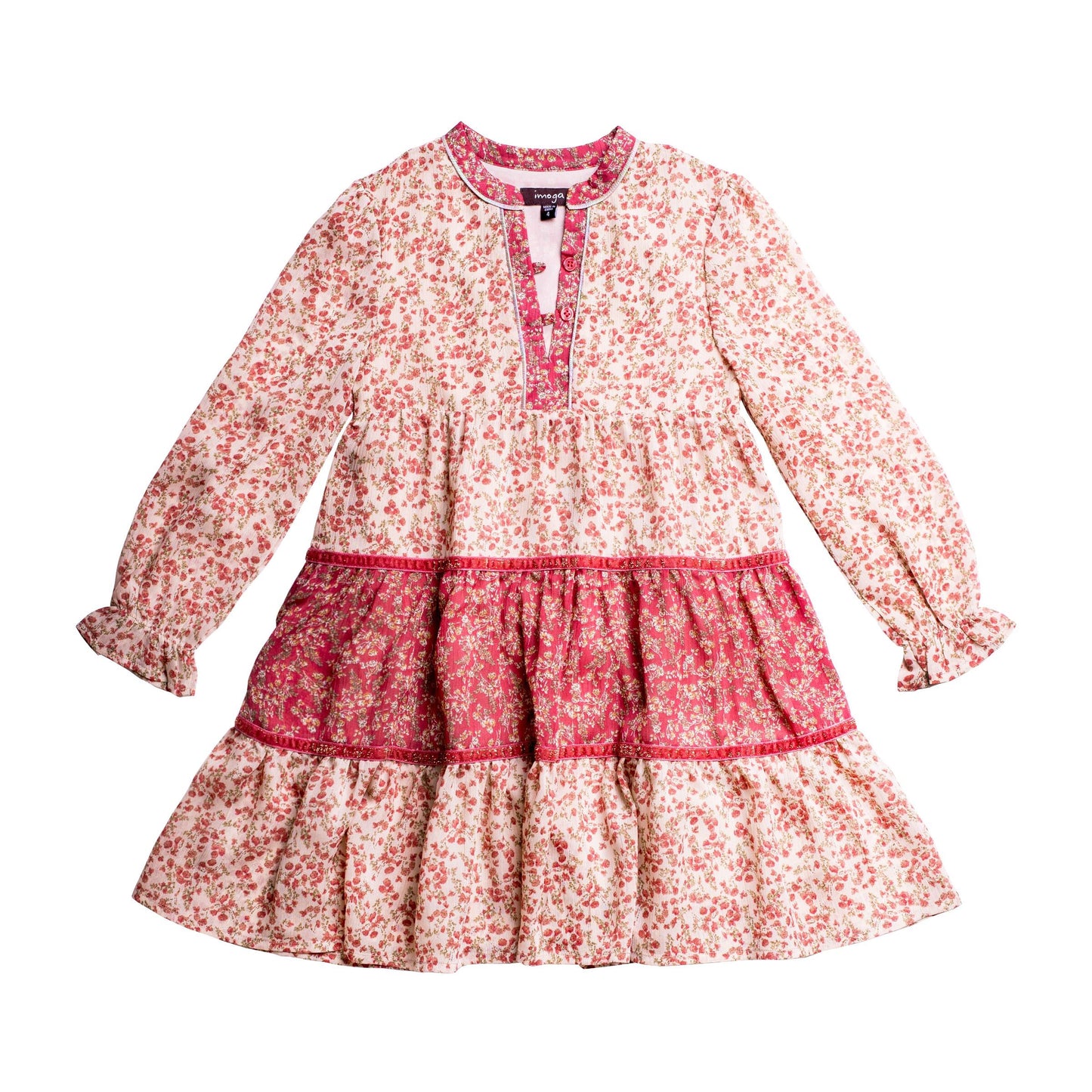 Imoga Stella Chiffon Patchwork Tiered Dress