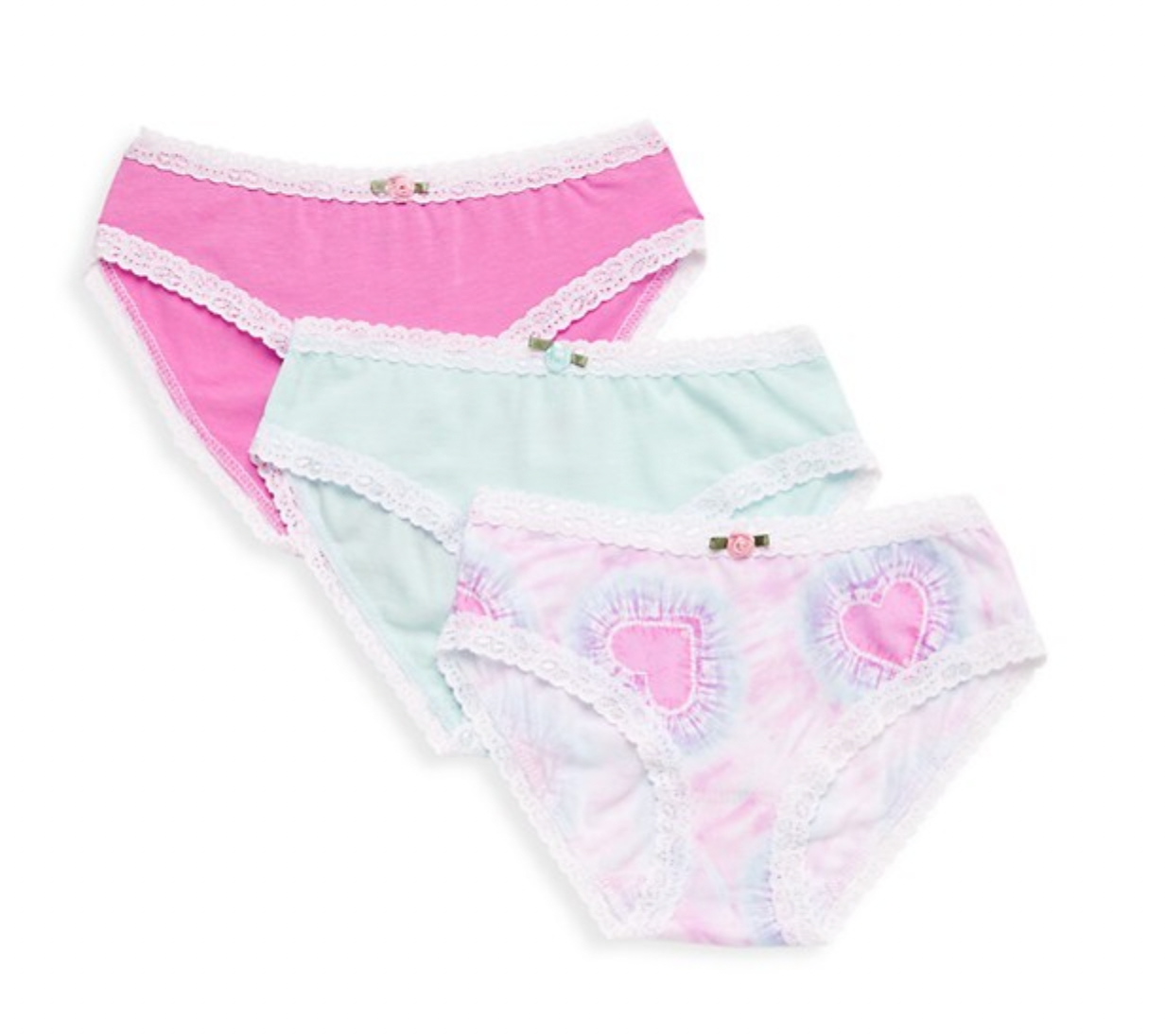Esme Girls 3 Pack Tie-Dye Hearts Panties