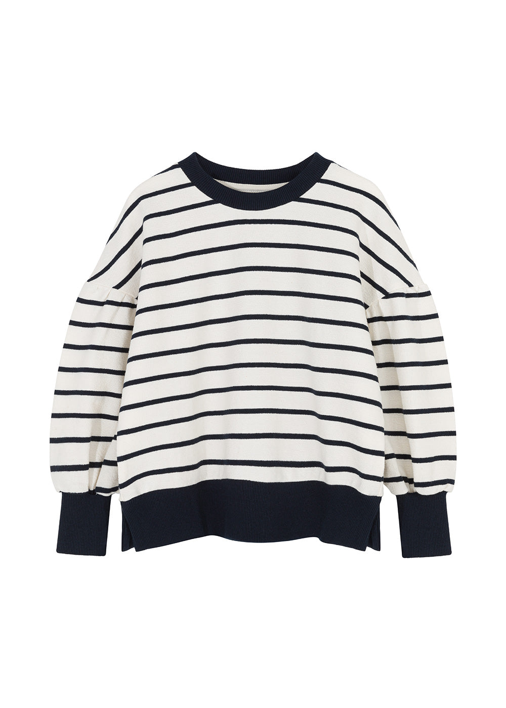 Kids on the Moon Puffed Striped Sweatshirt