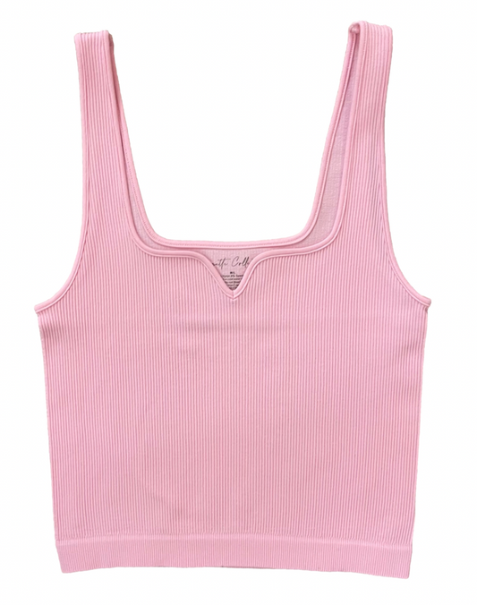 Suzette Junior Nahtloses Geripptes Mini-Tanktop | Rosa