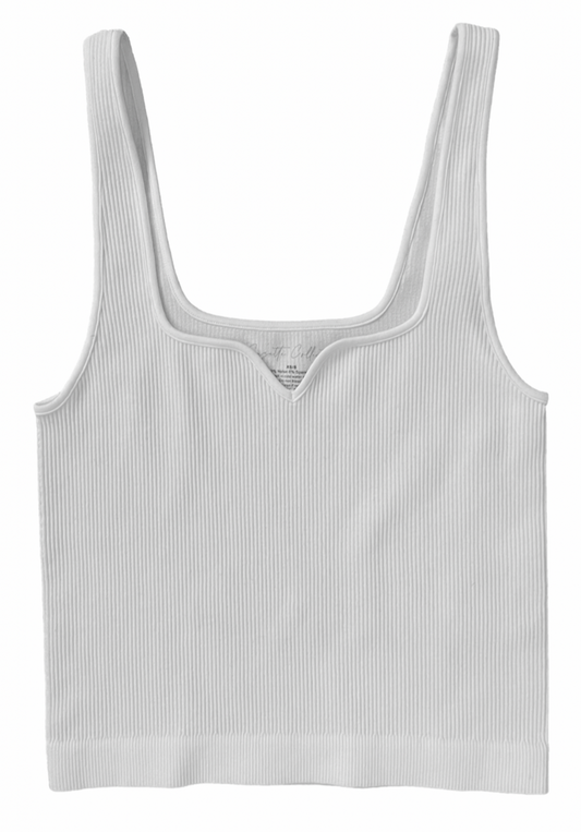 Suzette Junior Nahtloses Geripptes Mini-Tanktop | Weiß