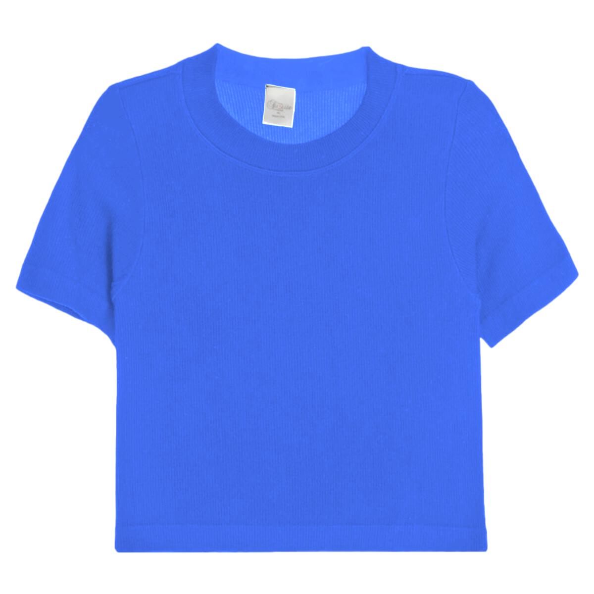 Suzette Girls Ribbed Tee | Cool Blue