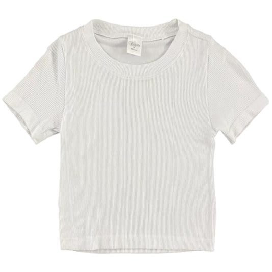 Suzette Girls Ribbed Tee | White