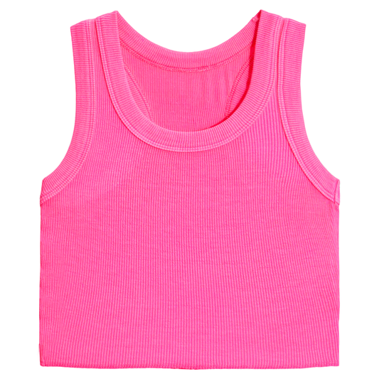 Suzette Girls Ribbed Tank Top  | Azalea Pink