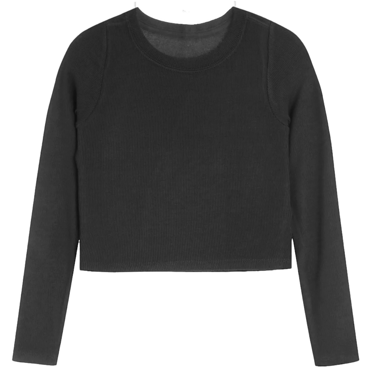 Girls Long Sleeve Ribbed Tee | Black – Sunday Best