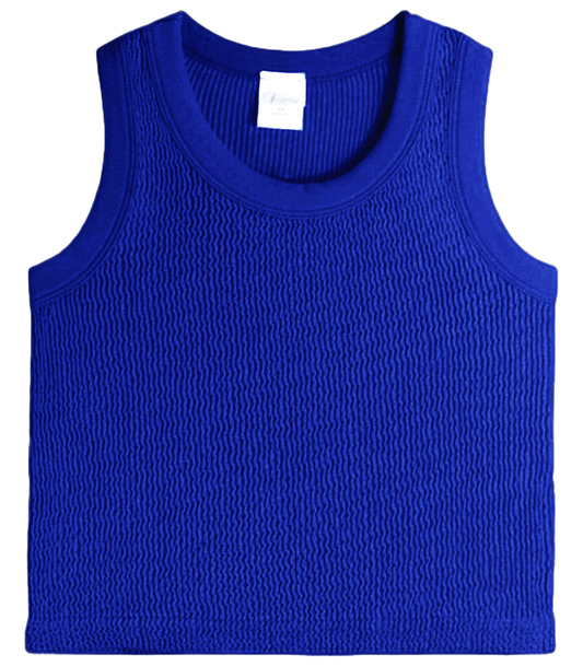 Suzette Girls Sleeveless Smocking Tank | Royal Blue