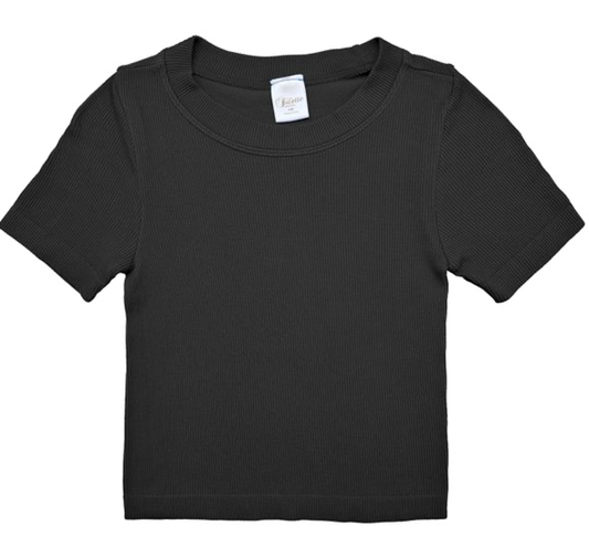 Suzette Girls Ribbed Tee | Black