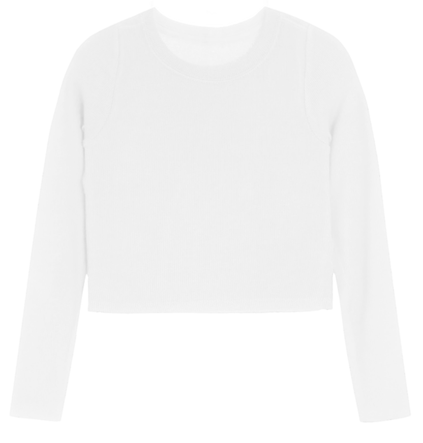 Suzette Girls LS  Ribbed Tee | White