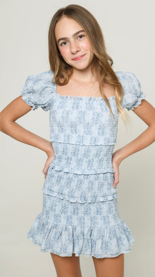 Summer Loving Milou Smocked Dress | Blue Mini Roses