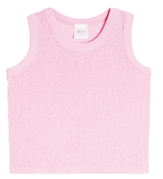 Girls Sleeveless Smocking Tank | Bubble Gum