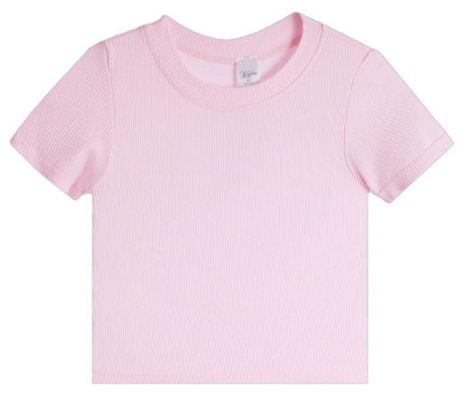 Girls Ribbed Seamless Tee | Bubble Gum