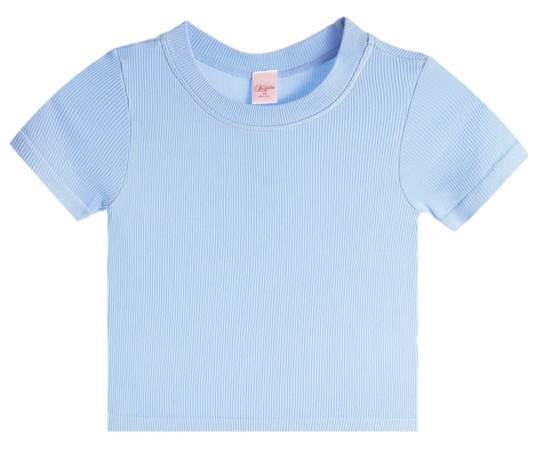 Girls Ribbed Seamless Tee | Baby Blue