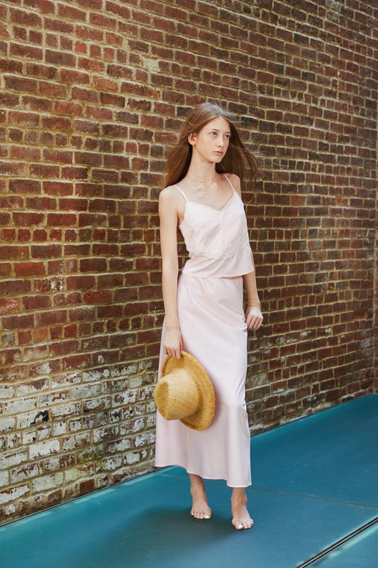 Theme NYC Joey Pastel Pink Satin Maxi