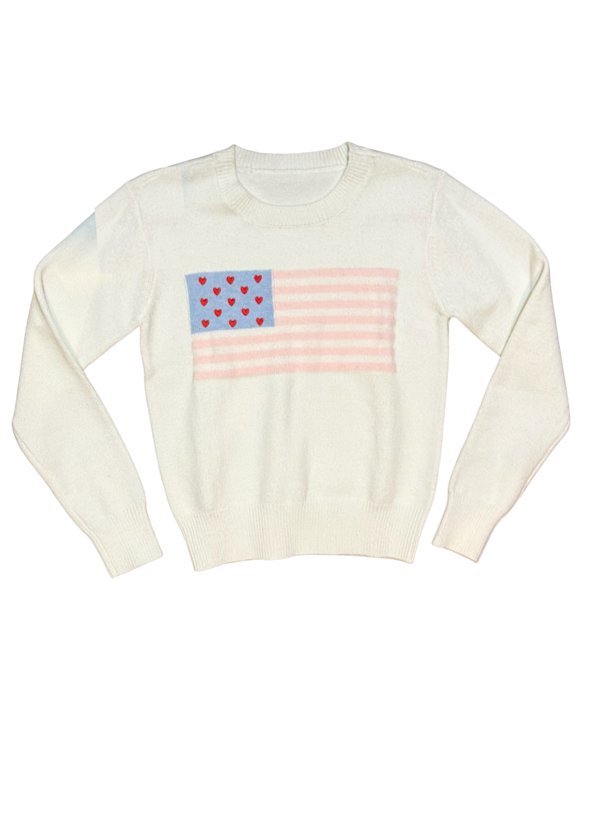 Theme NYC Tiegen White American Flag Sweater