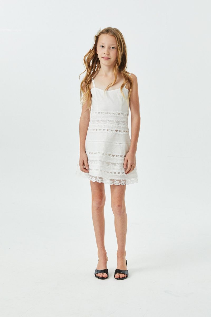 Theme NYC Isabella White Heart Bow Lace Dress
