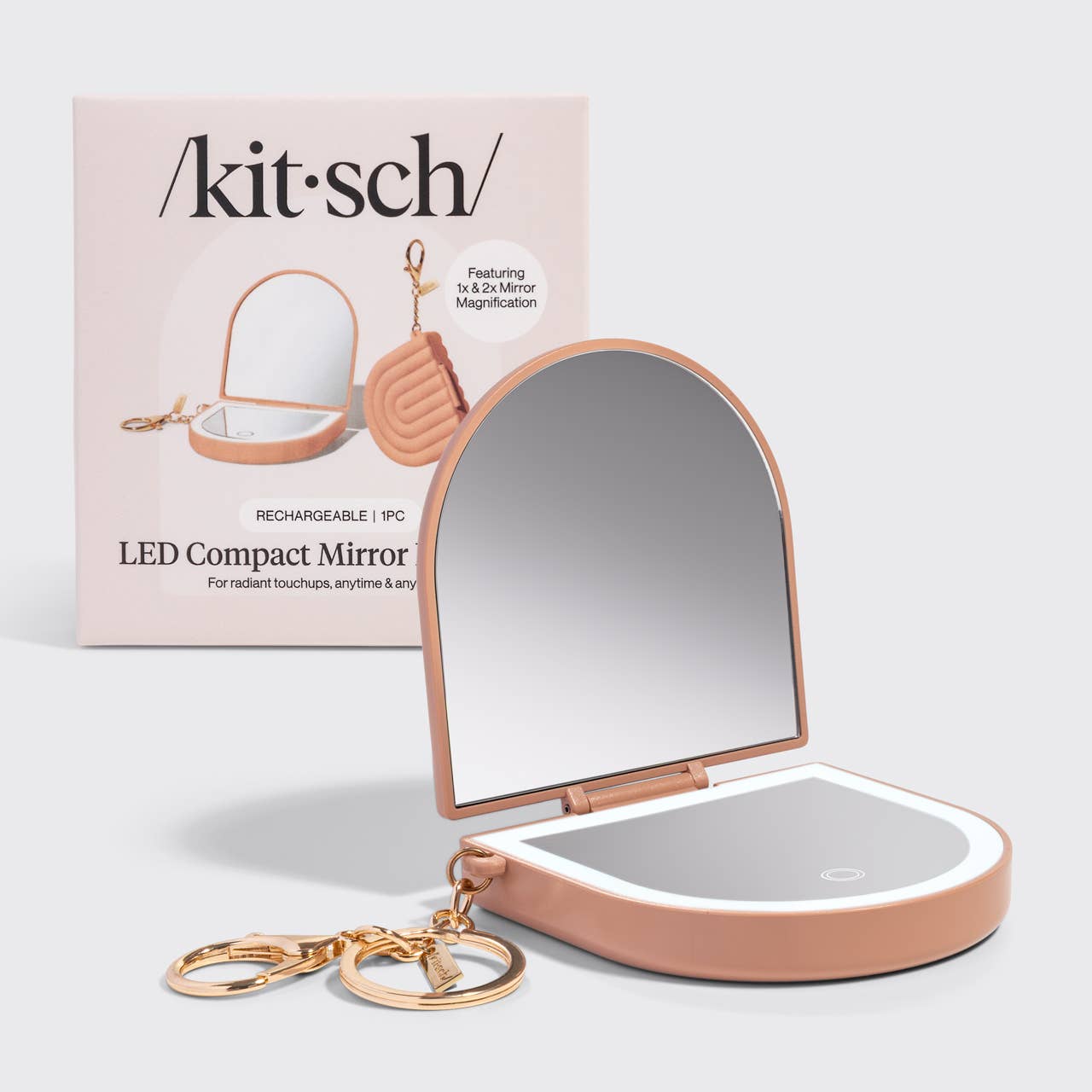 Kitsch LED Compact Mirror Keychain – Terracotta
