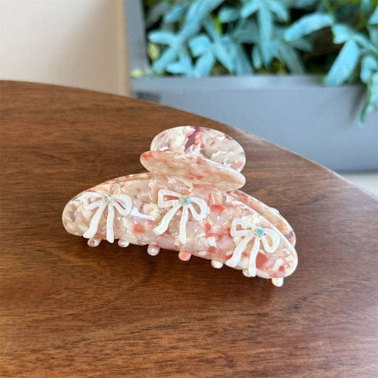 Confetti Bow Claw Clip | Pink