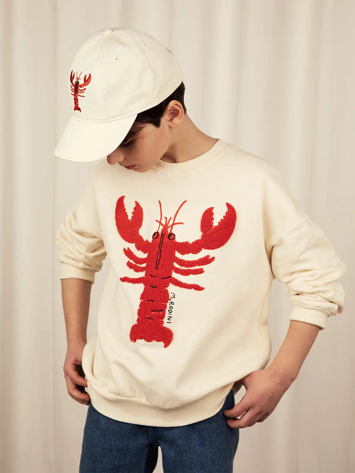 Mini Rodini Lobster Chenille Embroidered Sweatshirt