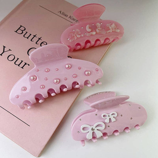 Bow About It Rhinestone Hair Clip – Pink