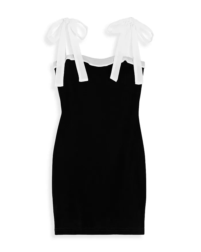 Theme NYC Charli Stretch Velour Bow Strap Dress