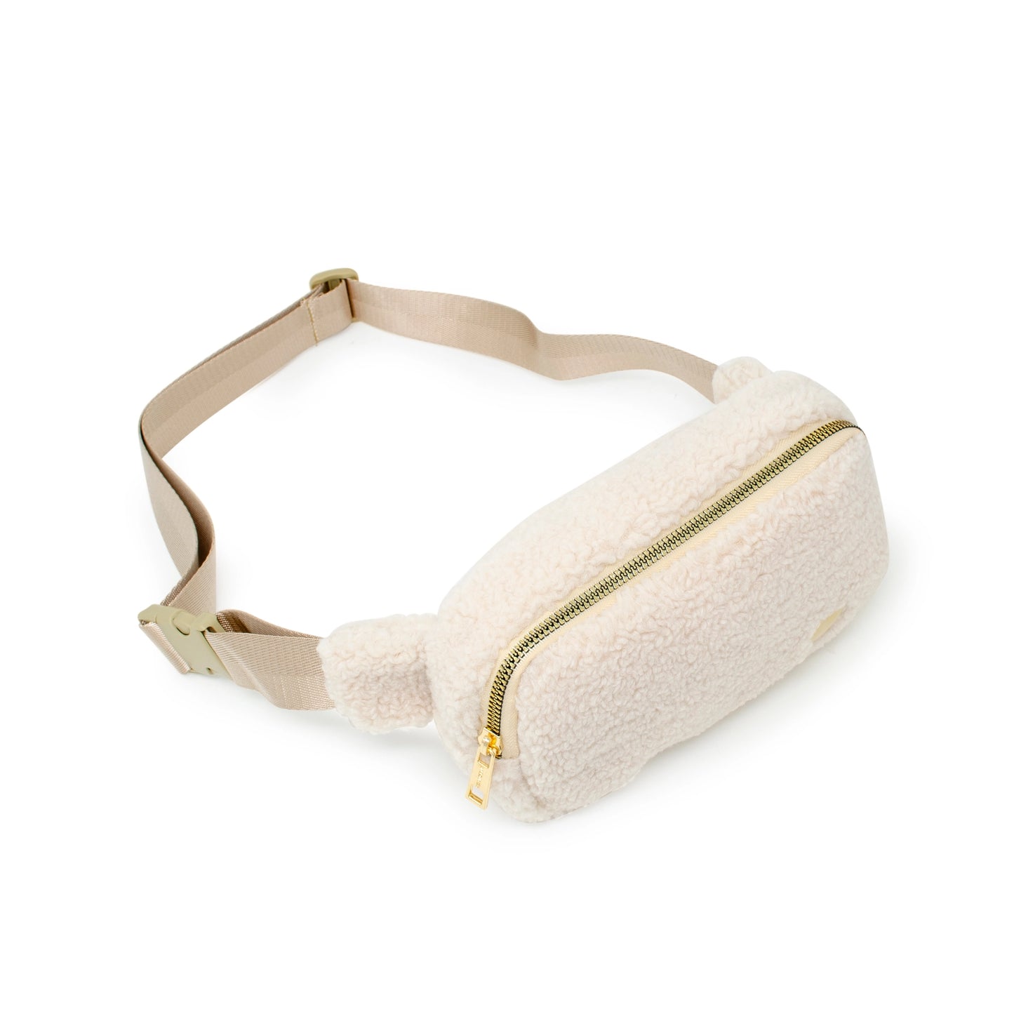 Fuzzy Belt Bag w/ Heart | Cream