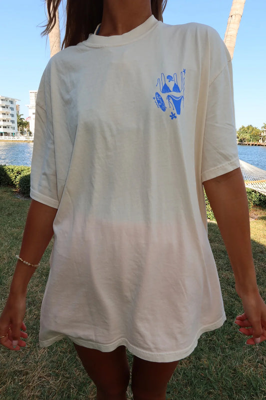 Sunkissed Coconut Ivory Blue Swim And Surf Comfort Colors Tee