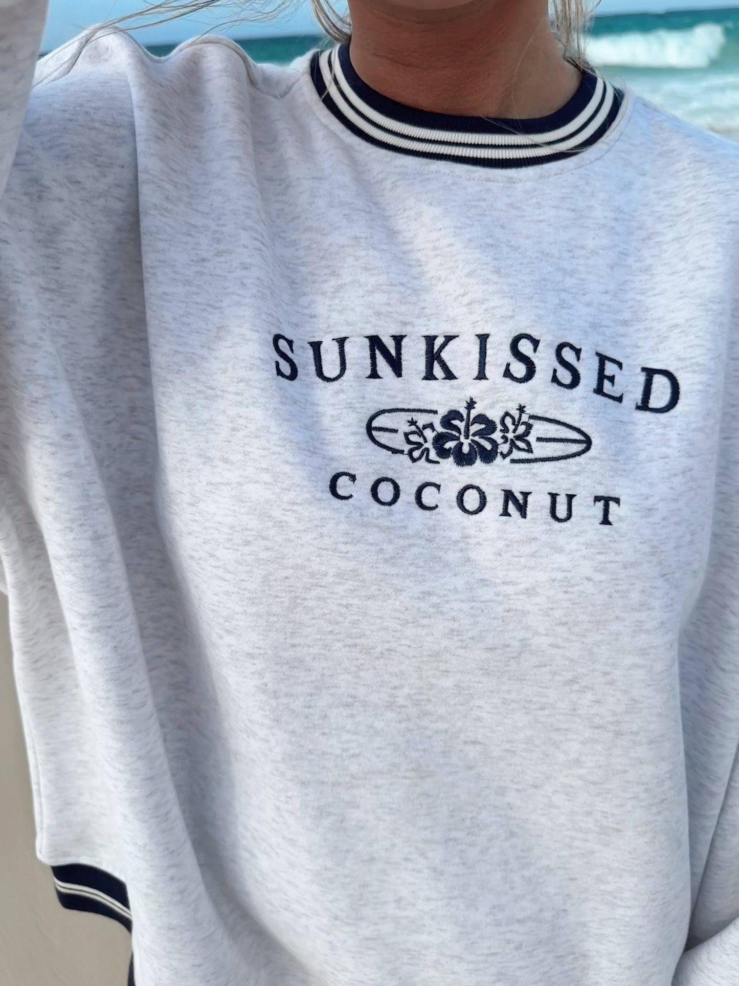 Sunkissed Coconut Preppy Crew Sweatshirt