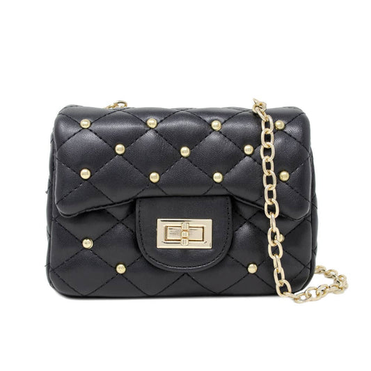 Classic Quilted Stud Mini Bag | Black