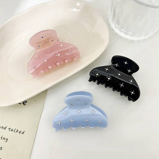 Solid Color Rhinestone Acetate Hair Claw DP25B942: Blue
