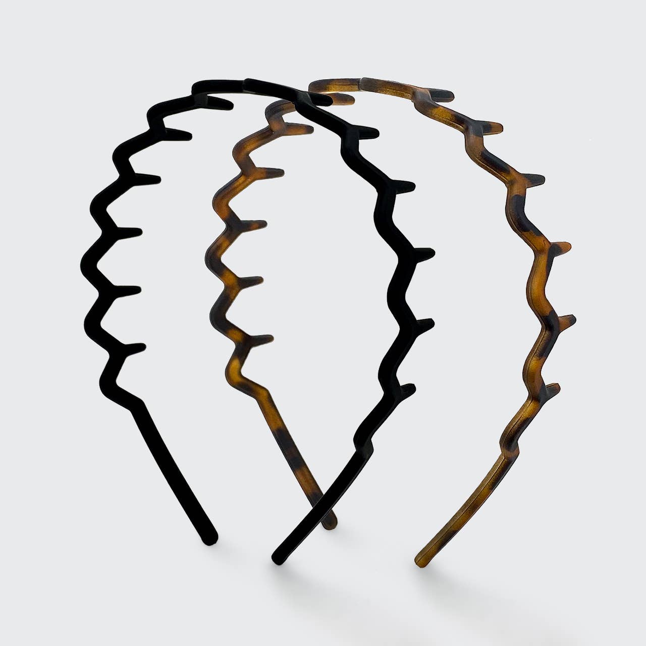 Kitsch Zig Zag Headband – 2pc Set – Black & Tortoise