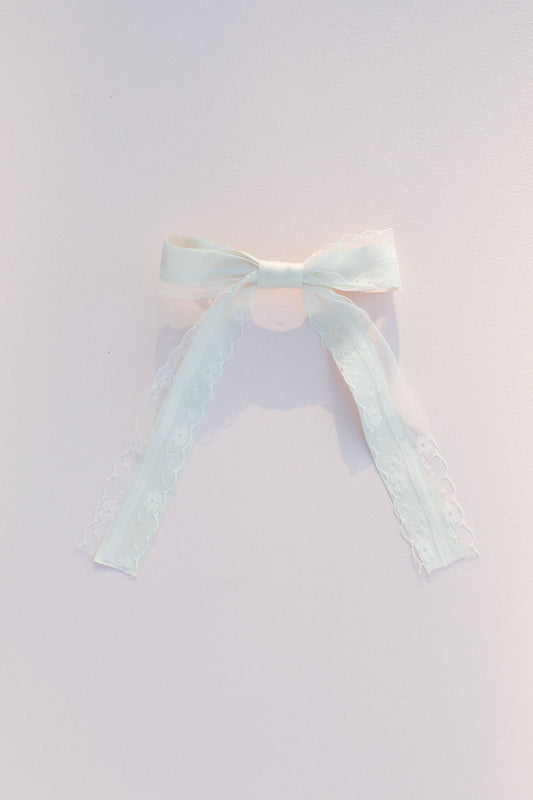 Coquette Lace Bow Hair Clip – 5.75” Satin & Lace Bow