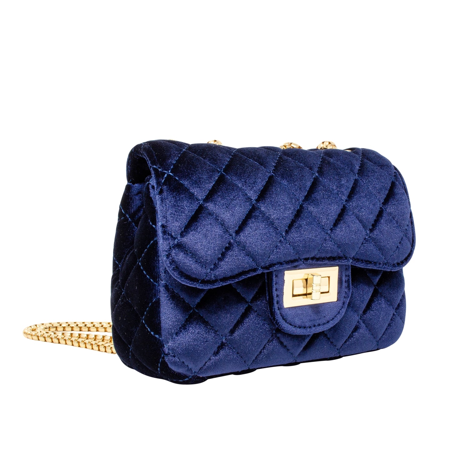 Classic Large Velvet Handbag | Navy