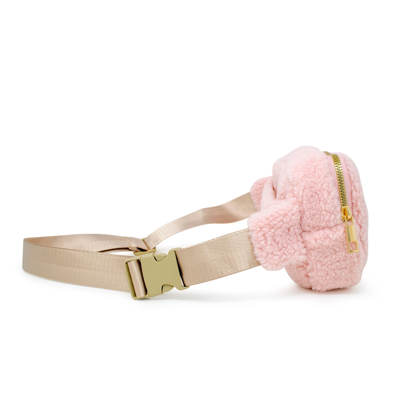 Fuzzy Belt Bag w/ Heart | Pink
