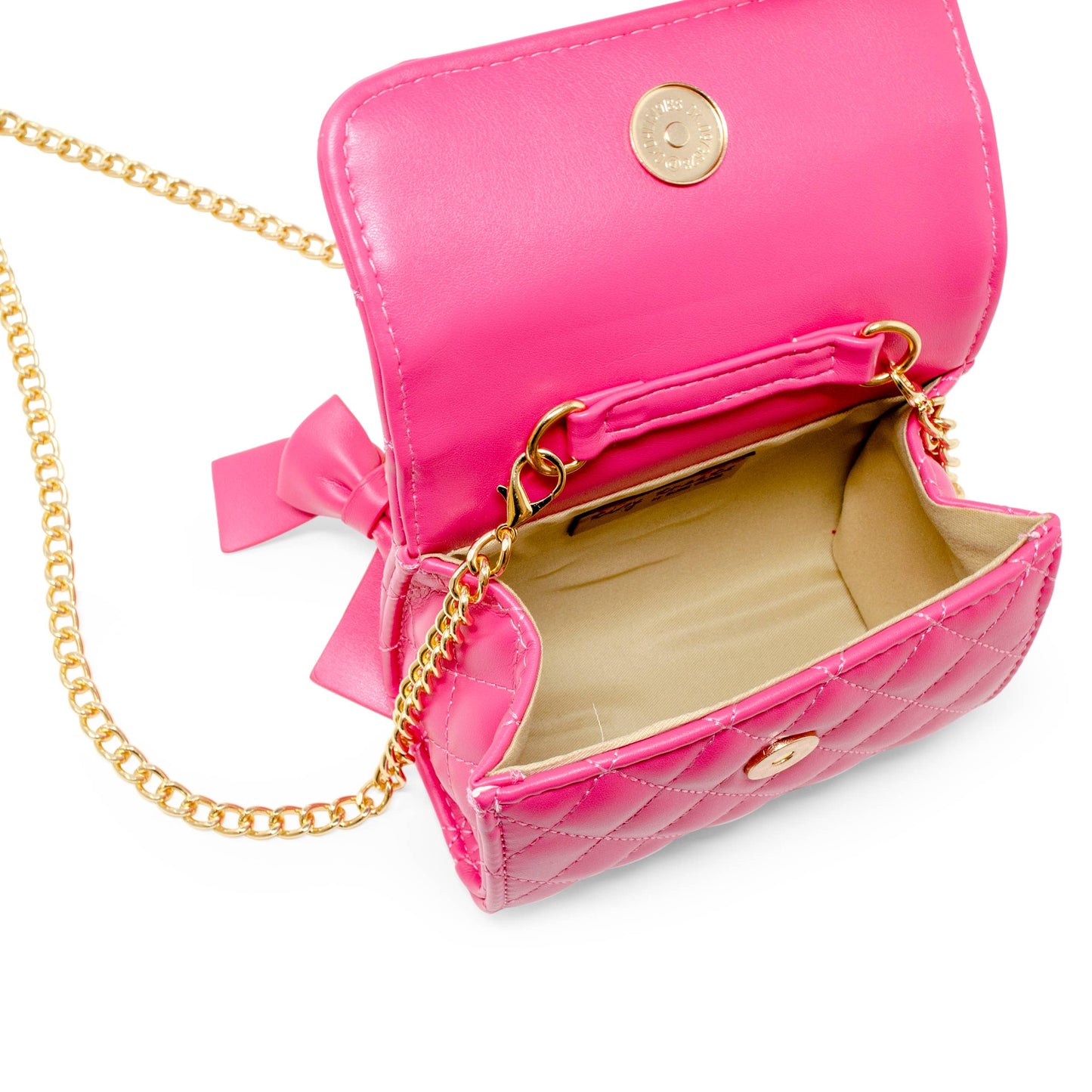 Quilted Pearl Handle Bow Ribbon Handbag | Hot Pink