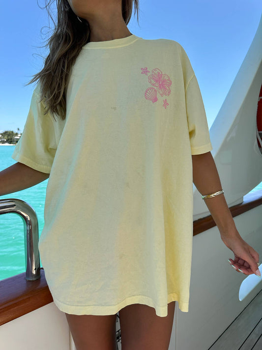 Sunkissed Coconut Banana Pink Tropical Comfort Tee