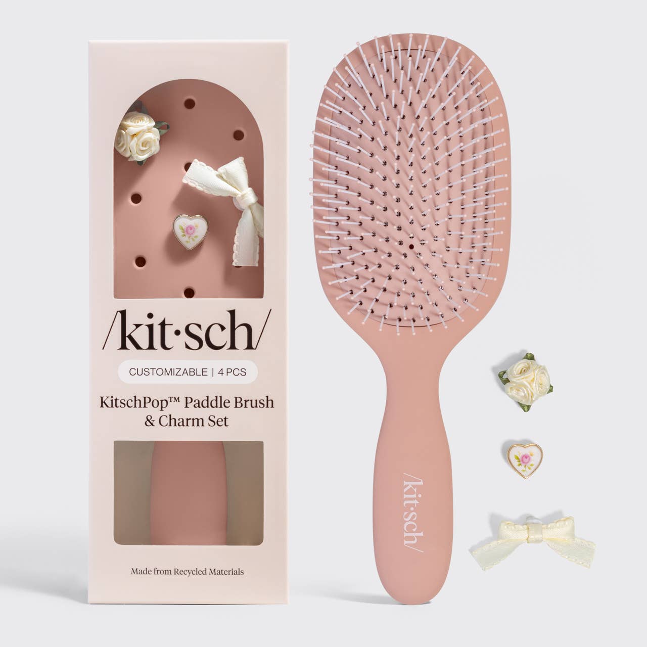 KitschPop™ Paddle Brush & Charm Set - Terracotta