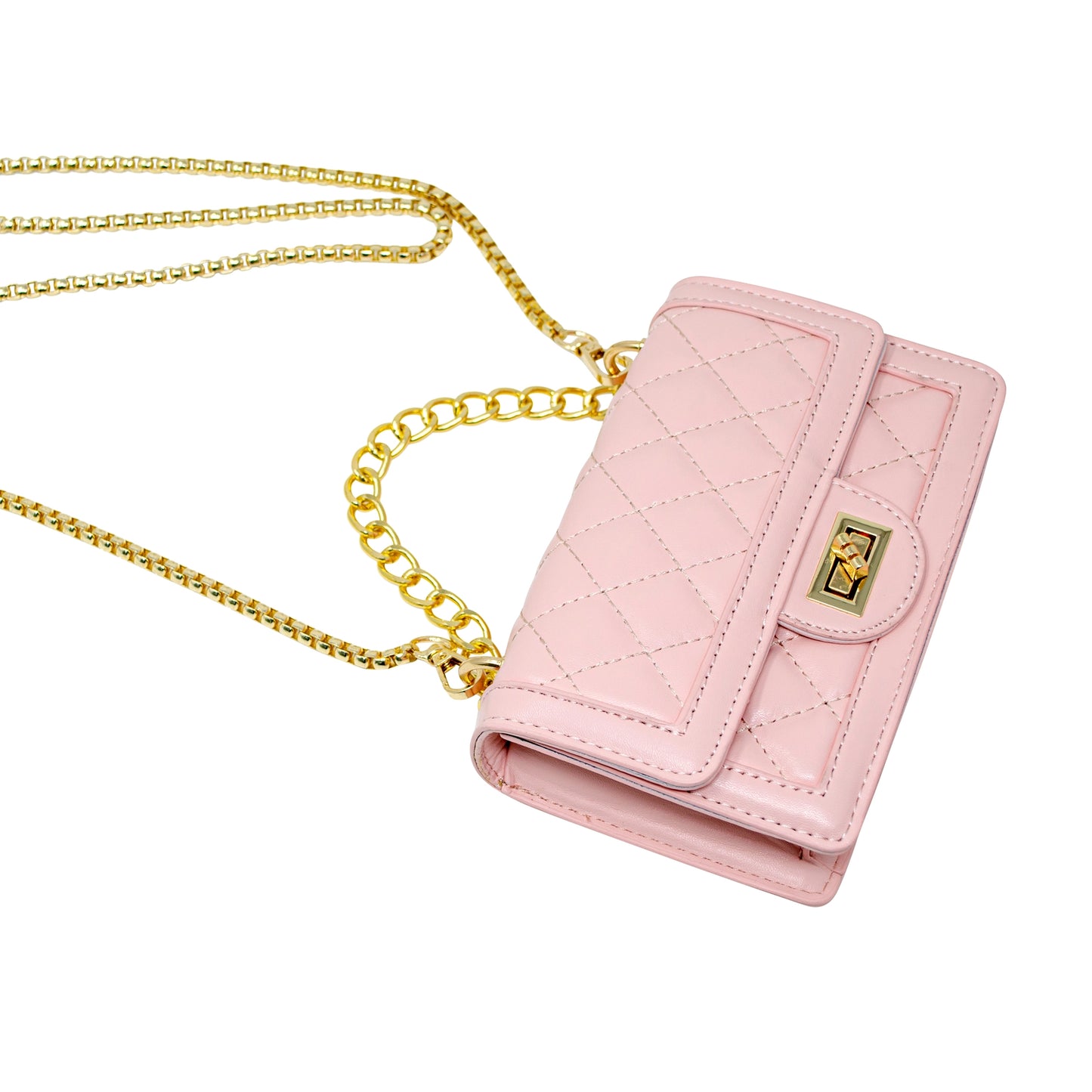 Classic Quilted Large Flap Handbag - Pink
