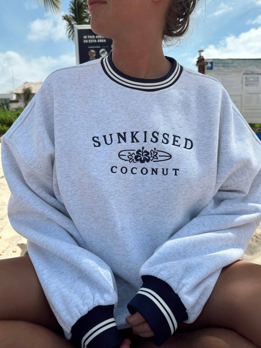 Sunkissed Coconut Preppy Crew Sweatshirt