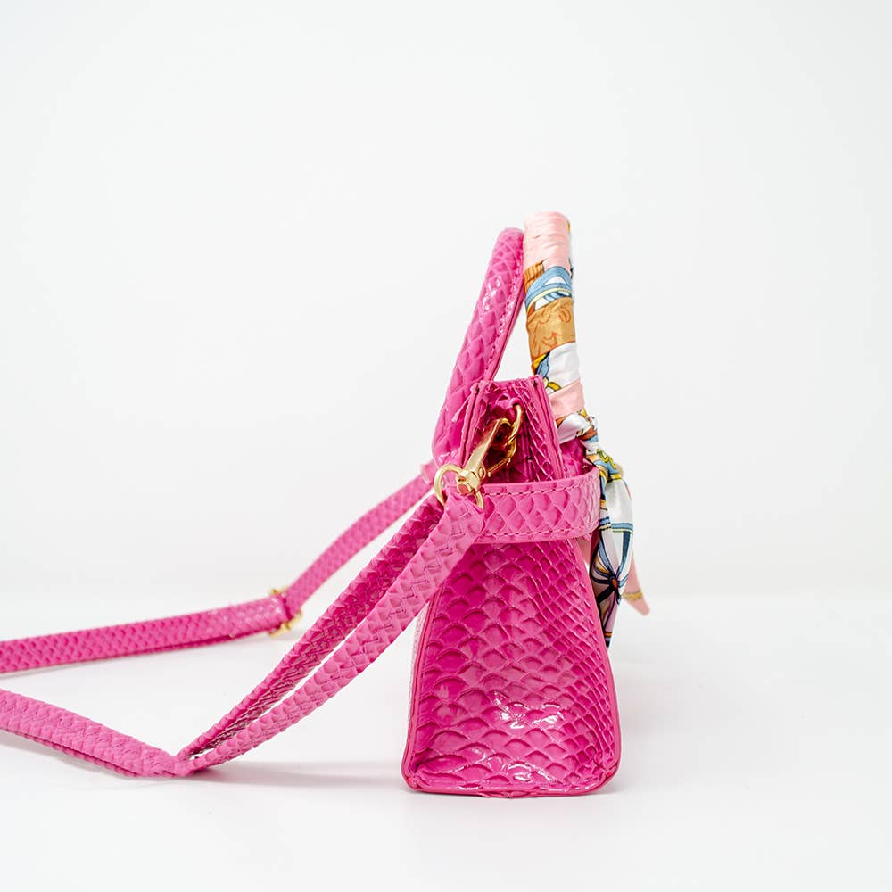 Crocodile Scarf Handbag | Hot Pink