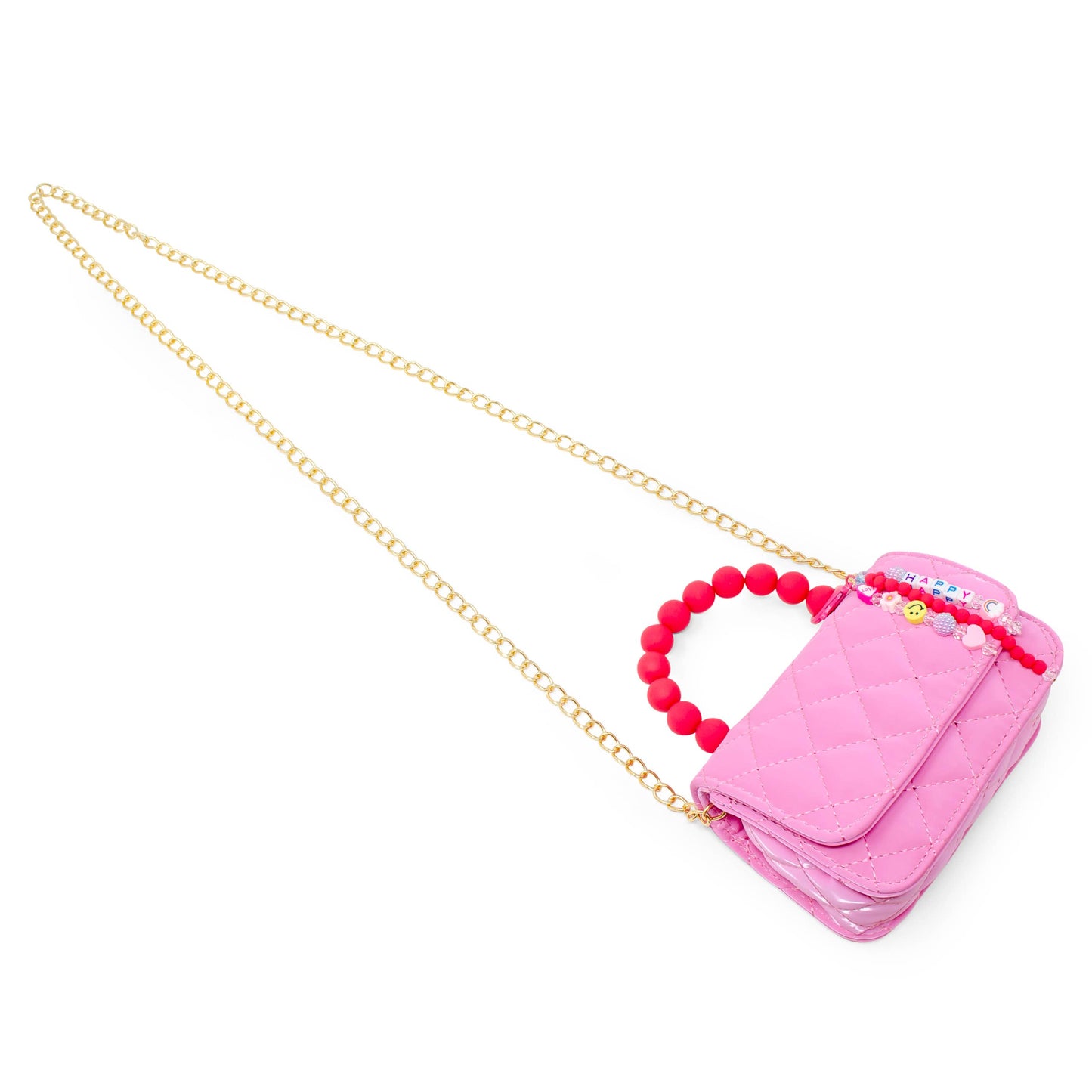 Pearl Handle Message Charm Handbag | Hot Pink