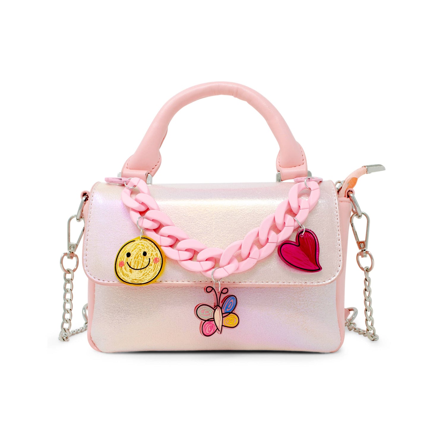 Shiny Baguette Jumbo Chain Bag | Pink