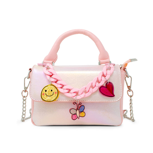 Shiny Baguette Jumbo Chain Bag | Pink