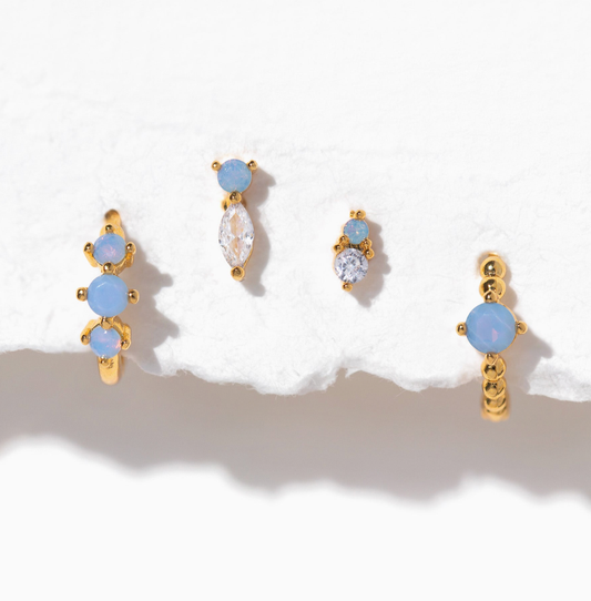 We Found Wonderland Earring Set — 18K Gold Plated with Opal & CZ Accents