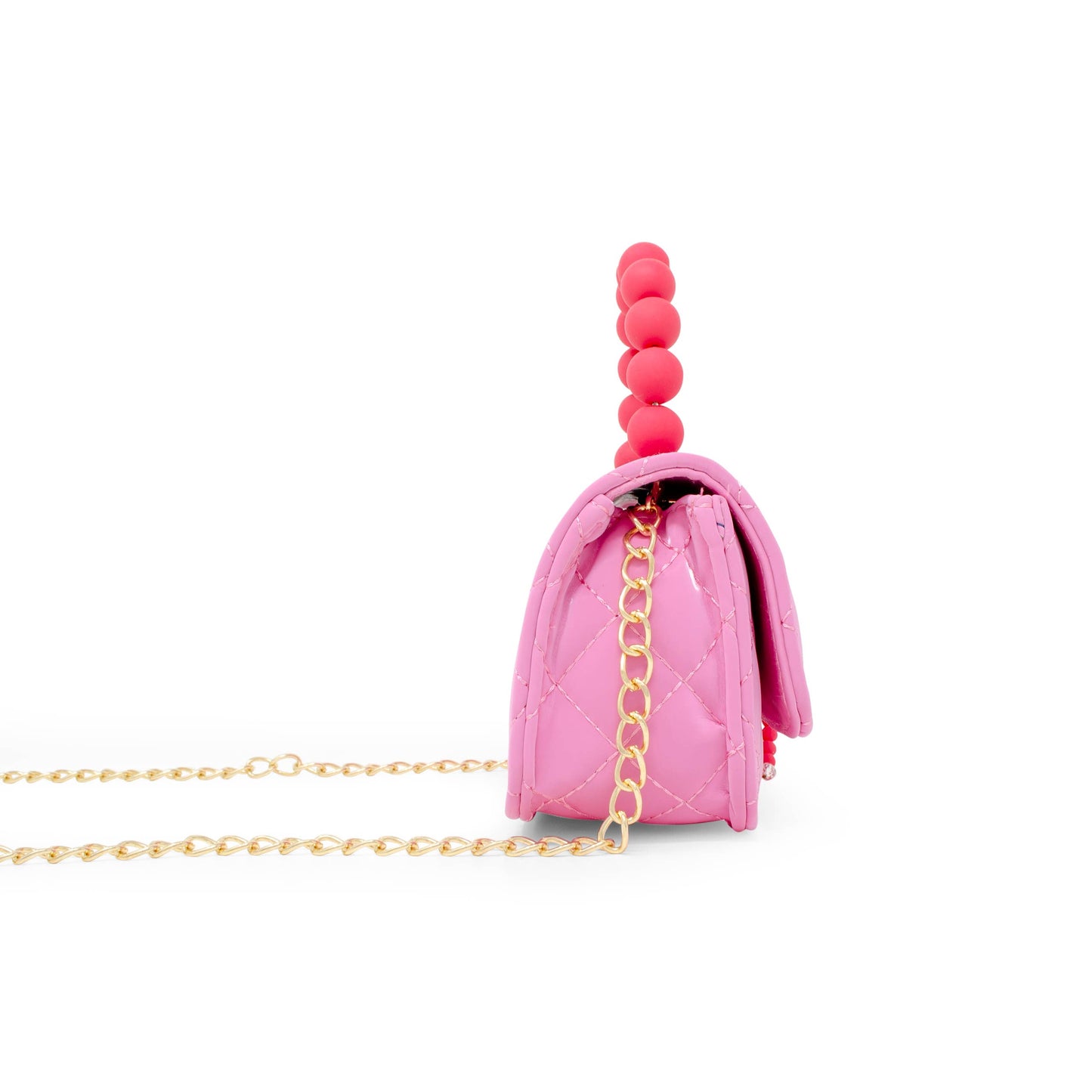 Pearl Handle Message Charm Handbag | Hot Pink