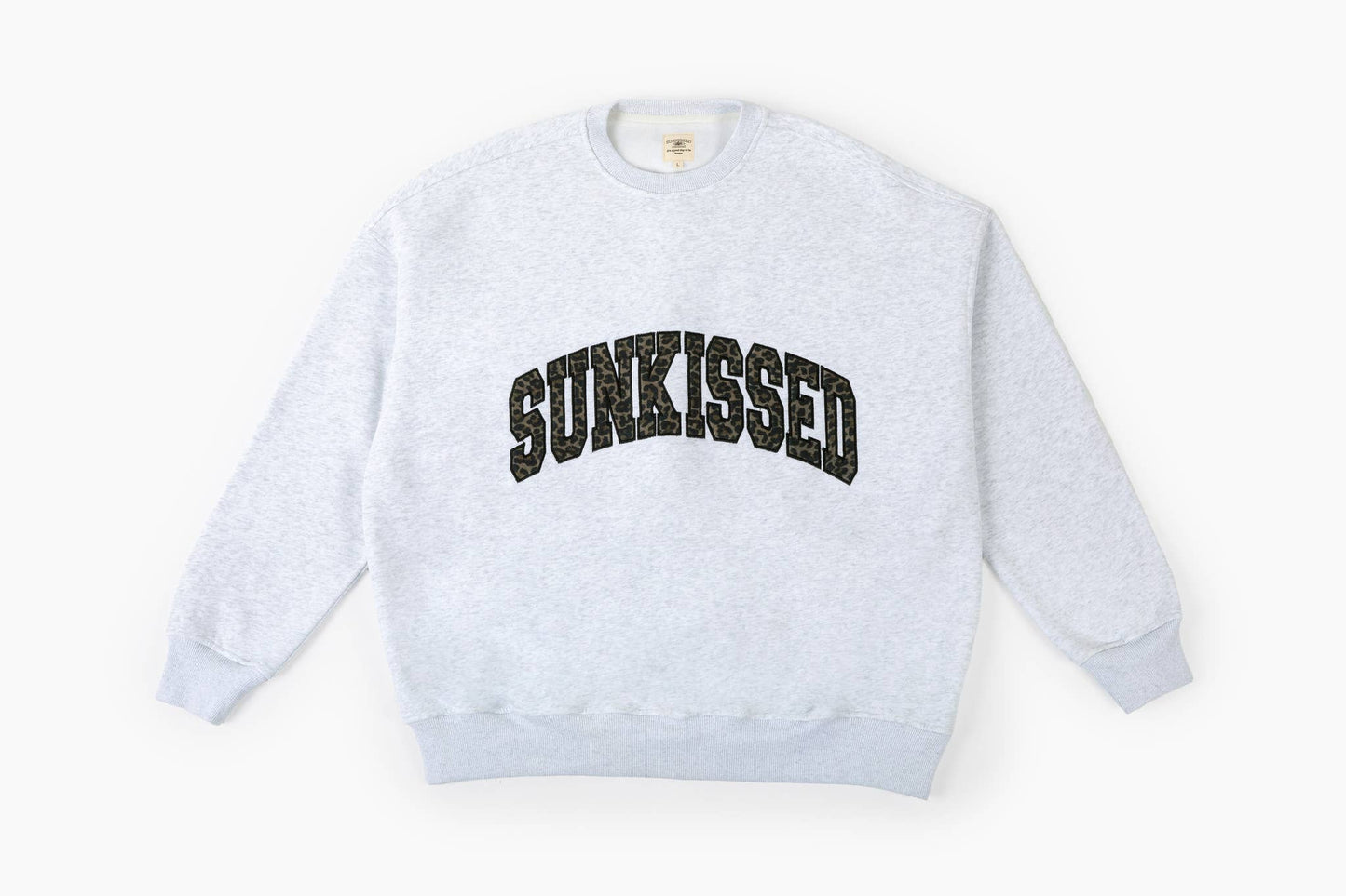 Sunkissed Coconut Pearl Grey Sunkissed Leopard Print Embroidered Sweatshirt