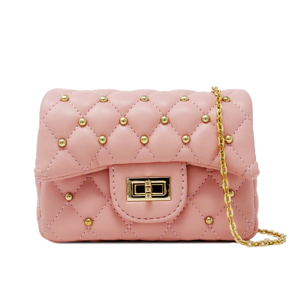 Classic Quilted Stud Mini Bag | Pink