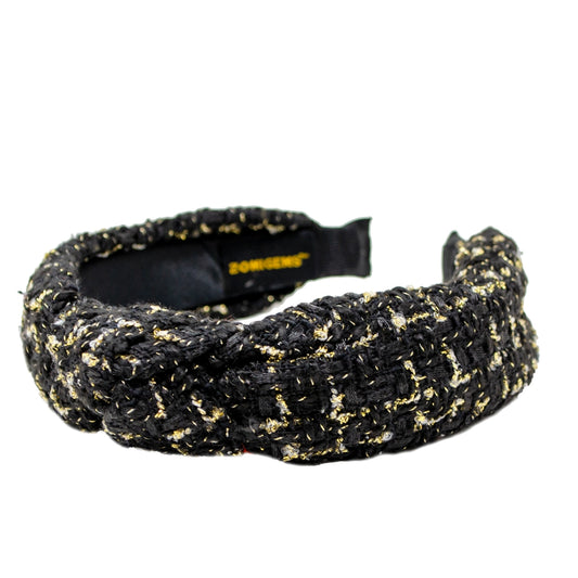 Classic Tweed Knotted Headband | Black