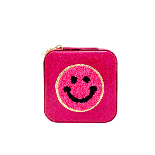 Happy Face Sparkle Jewelry Box | Hot Pink